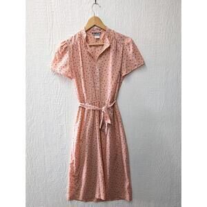 Vintage 60s 70s Mel Naftal Pink Hearts Dress Romantic Coquette Cottage Size 8